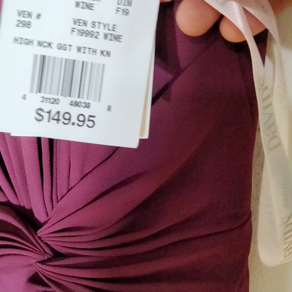David's Bridal Red Solid Column Dress color Wine - Picture 15 of 15
